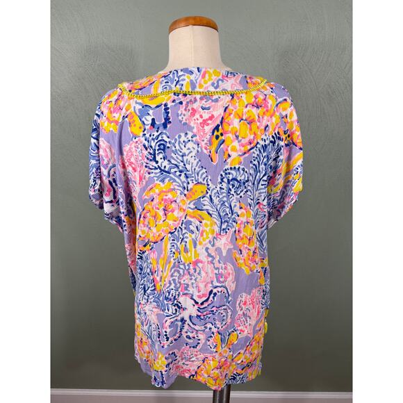 Lilly Pulitzer Seagate Cover Up Women's Size XXS/XS Colorful Tassel Caftan Beach - Picture 9 of 10